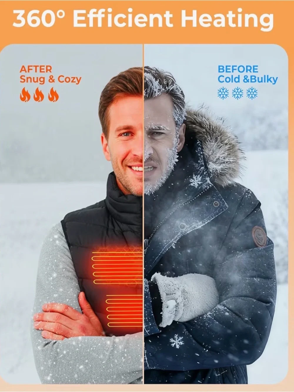 Heated Black Vest with Neck and Back Panels - BZGG